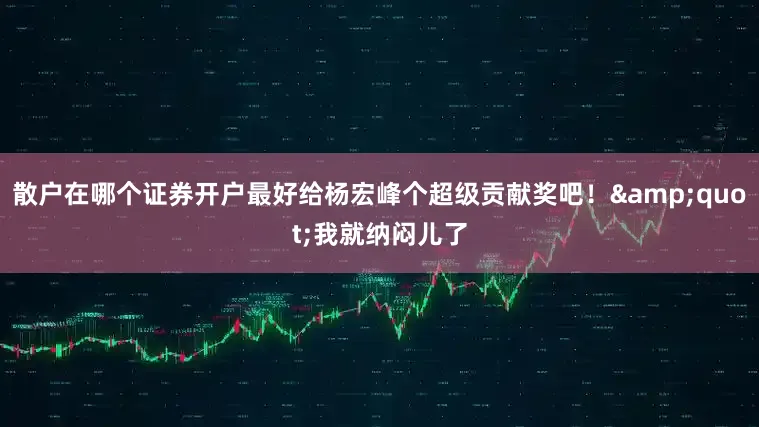 散户在哪个证券开户最好给杨宏峰个超级贡献奖吧！&quot;我就纳闷儿了